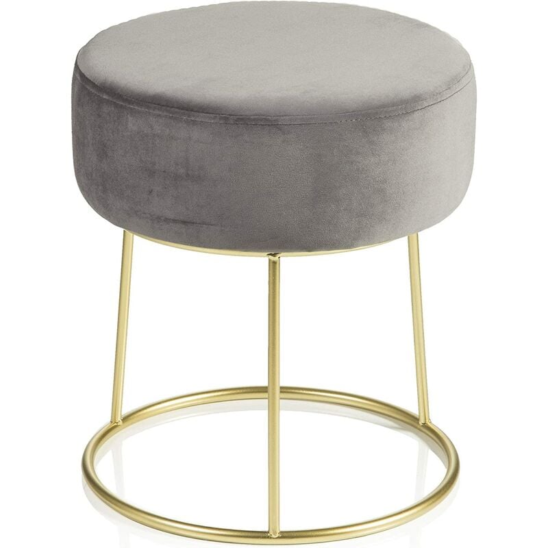 

Glam Heces redondo Terciopelo y estructura Golden Iron Grey - Baroni Home