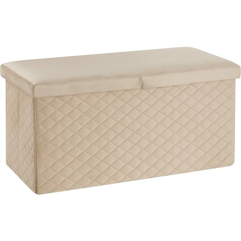 

Pecho plegable de la casa de Baroni, contenedor de almacenamiento, Puf Footrest Velvet 76x38x38 cm Powder Powder