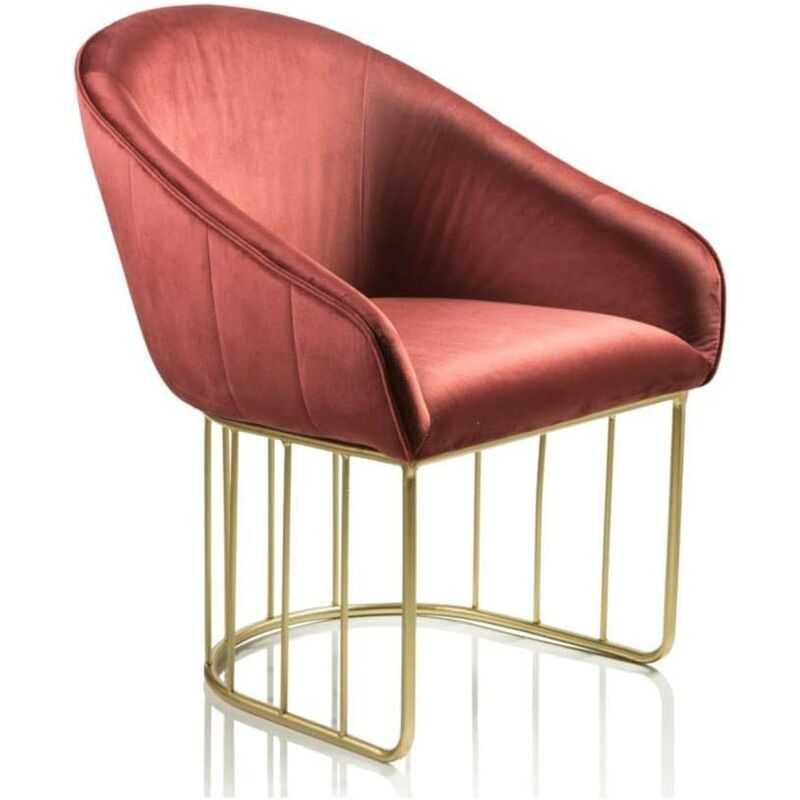 

Barones Home Sillón Glam Velvet Structure Golden Iron 59x66x74cm rojo