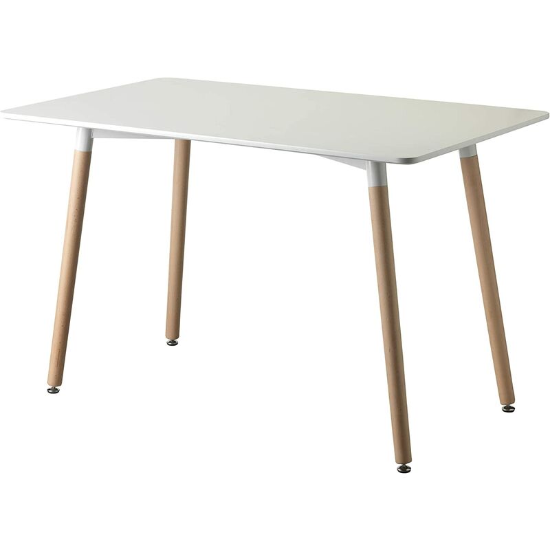 Baroni Startseite Esstisch aus Holz Weiß. Büro-Schreibtisch mit Holzbeinen 120X70X72cm