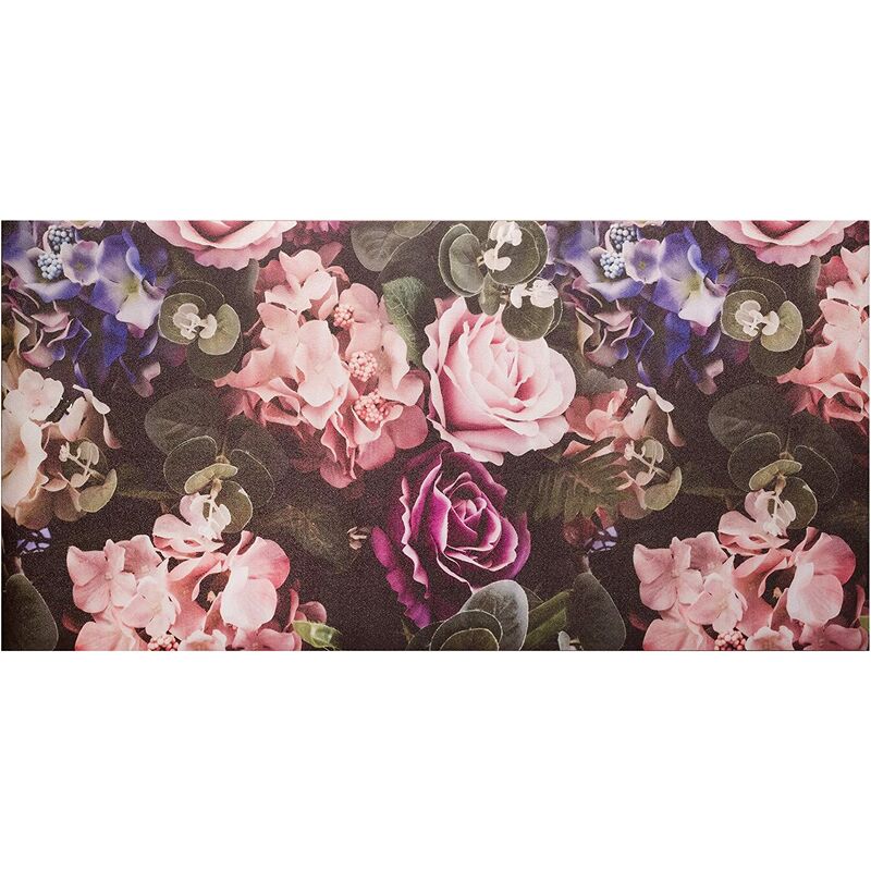 Tapis de cuisine en PVC antidérapant et lavable, motif fleurs Roses, 60 x 120 cm - Baroni Home