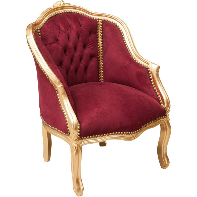 Biscottini - Baroque armchair with armrests 63x80x57 Upholstered living room armchair Louis xvi chairs French style Velvet bedroom armchair