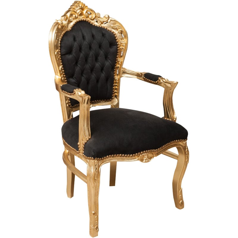 Biscottini - Baroque bed armchair Upholstered armchair French style Louis xvi Armchair with wooden armrests Bedroom chair 60X60X107 cm