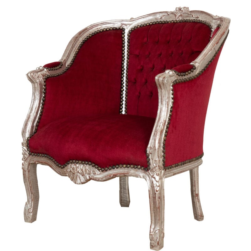 Baroque entrance armchair 80x94x82 cm Upholstered living room armchair Chairs with armrests French style Velvet bedroom armchair
