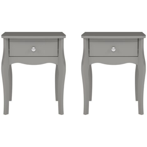 Baroque Nachttisch 2 Stk. mit 1 Schublade grau.