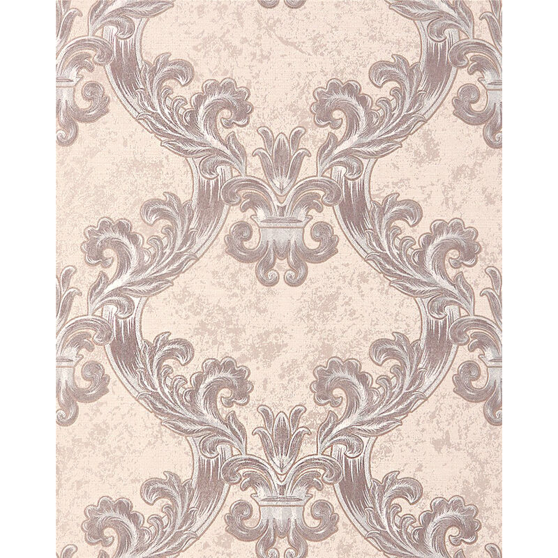 Baroque wallcovering wall Edem 1026-13 vinyl wallpaper textured with ornaments and metallic highlights cream beige silver 5.33 m2 (57 ft2) - cream