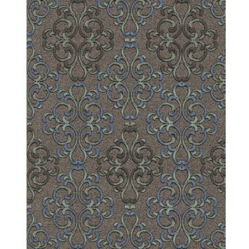 Edem - Baroque Wallcovering Wall 85037br36 Wallpaper Textured Baroque Style Shiny Brown Dark Brown Blue Grey Platinum 5.33 M2 (57 Ft2)