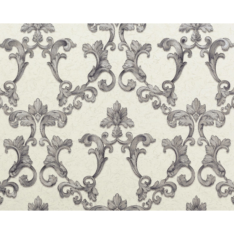 Baroque wallcovering wall EDEM 9085-27 hot embossed non-woven wallpaper embossed with floral 3D ornaments shimmering white silver grey 10.65 m2 (114