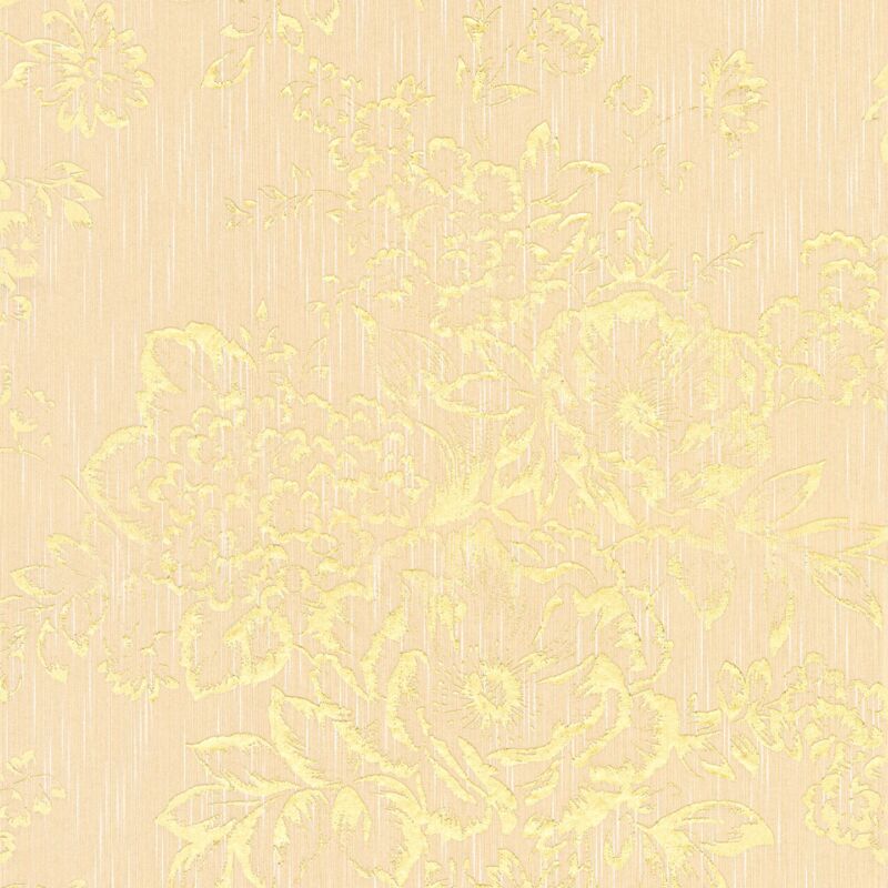 Profhome - Baroque Wallcovering Wall 306573 Textile Wallpaper Textured Baroque Style Shiny Gold Cream 5.33 M2 (57 Ft2)