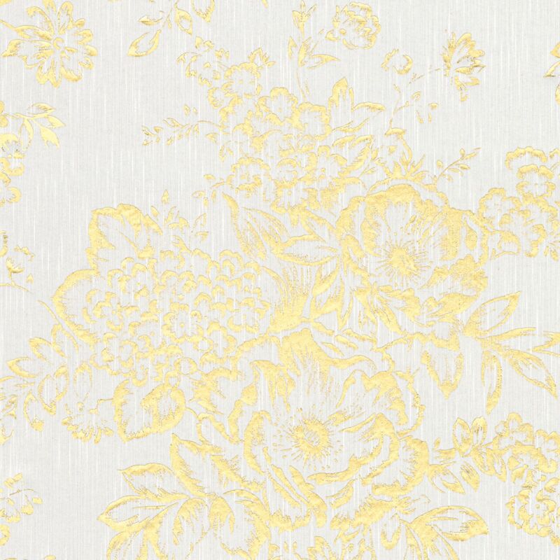 Baroque wallcovering wall Profhome 306571 textile wallpaper textured baroque style shiny gold white 5.33 m2 (57 ft2) - gold