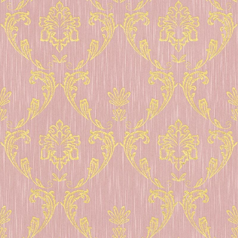 Baroque wallcovering wall Profhome 306585 textile wallpaper textured baroque style shiny gold pink 5.33 m2 (57 ft2) - gold