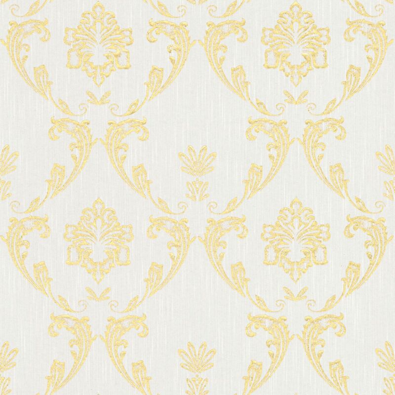 Baroque wallcovering wall Profhome 306581 textile wallpaper textured baroque style shiny gold white 5.33 m2 (57 ft2) - gold