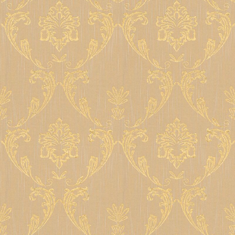 Baroque wallcovering wall Profhome 306584 textile wallpaper textured baroque style shiny gold beige 5.33 m2 (57 ft2) - gold