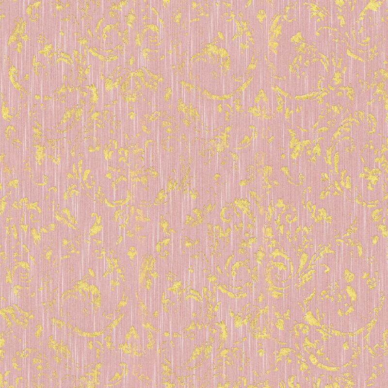 Baroque wallcovering wall Profhome 306604 textile wallpaper textured baroque style shiny pink gold 5.33 m2 (57 ft2) - pink