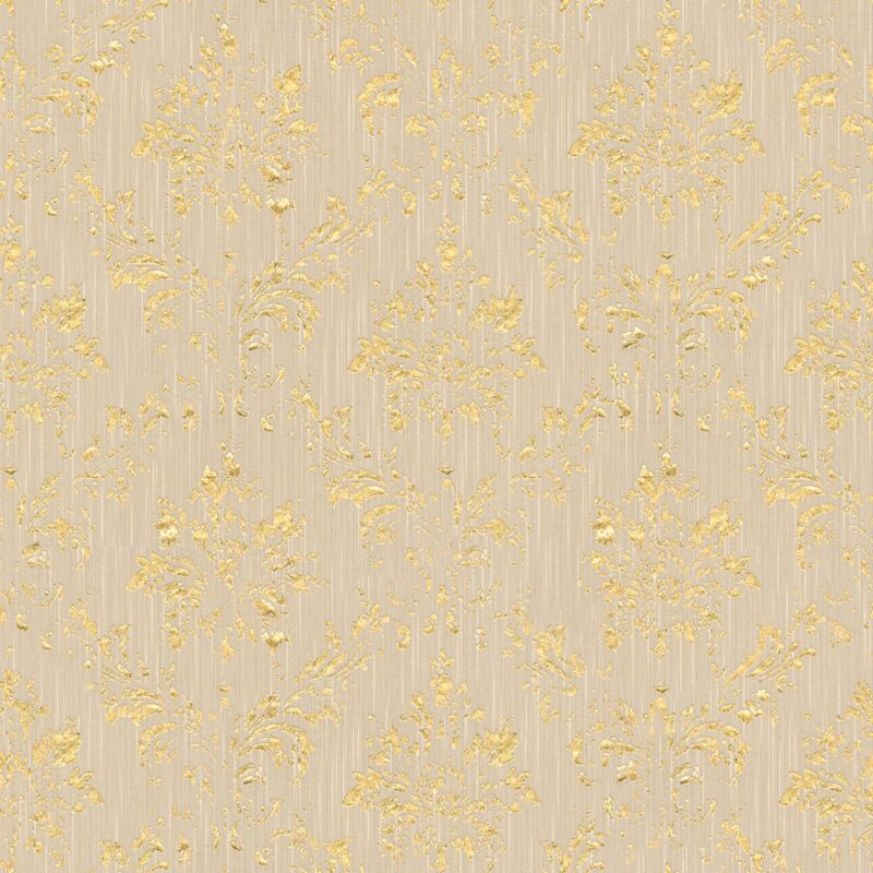 Baroque wallcovering wall Profhome 306624 textile wallpaper textured baroque style shiny beige gold 5.33 m2 (57 ft2) - beige