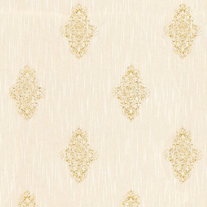 Baroque wallcovering wall Profhome 319462 textile wallpaper slightly textured baroque style matt cream gold 5.33 m2 (57 ft2) - cream