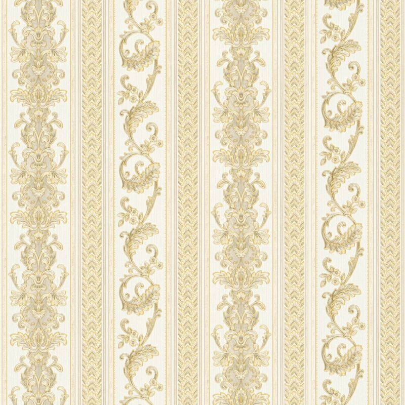 Baroque wallcovering wall Profhome 335473 non-woven wallpaper slightly textured baroque style matt gold cream 5.33 m2 (57 ft2) - gold