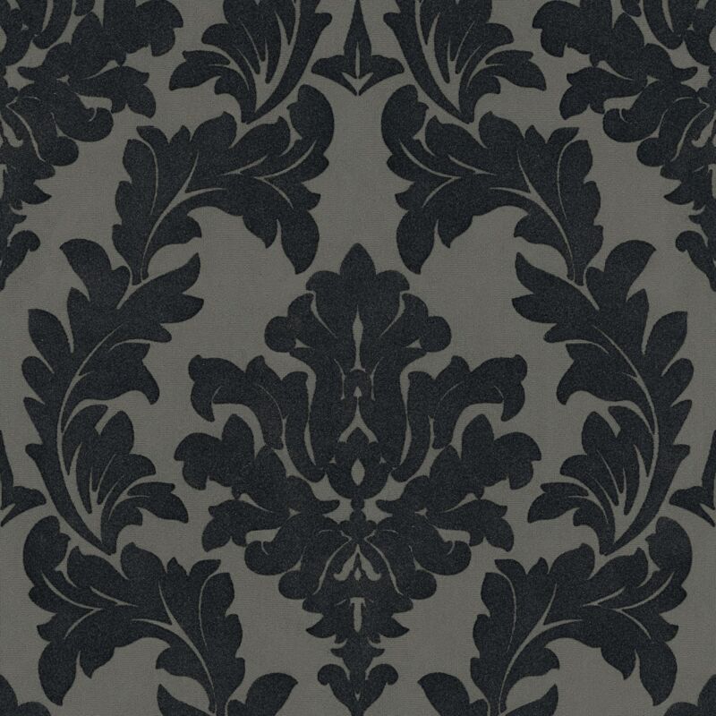 Baroque Wallcovering Wall Profhome 335805 Non-woven Wallpaper Slightly Textured Baroque Style Matt Silver Black Grey 5.22 M2 (56 Ft2)