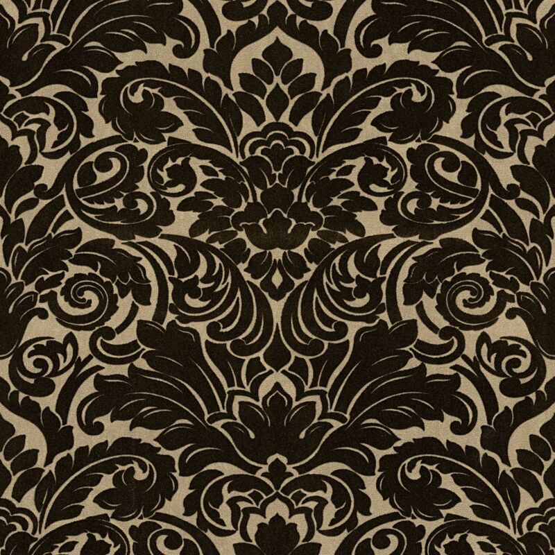 Profhome - Baroque Wallcovering Wall 335834 Non-woven Wallpaper Slightly Textured Baroque Style Matt Black 5.22 M2 (56 Ft2)