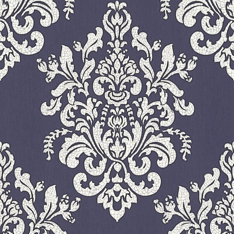 

Baroque wallcovering wall 341431 non-woven wallpaper slightly textured baroque style matt violet silver white 5.33 m2 (57 ft2) - Profhome