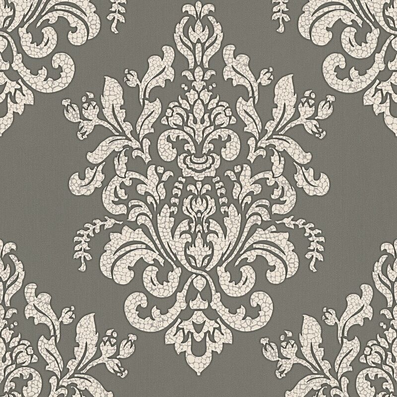 

Baroque wallcovering wall 341432 non-woven wallpaper slightly textured baroque style matt grey silver white 5.33 m2 (57 ft2) - Profhome