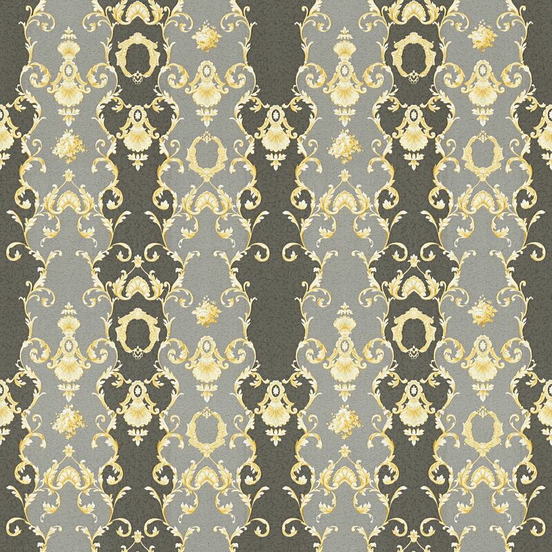 

Baroque wallcovering wall Profhome 343926 non-woven wallpaper slightly textured baroque style matt gold black grey 5.33 m2 (57 ft2)