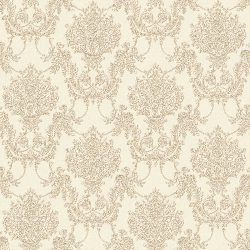 

Baroque wallcovering wall 344921 non-woven wallpaper slightly textured baroque style matt beige chrome green 5.33 m2 (57 ft2) - Profhome