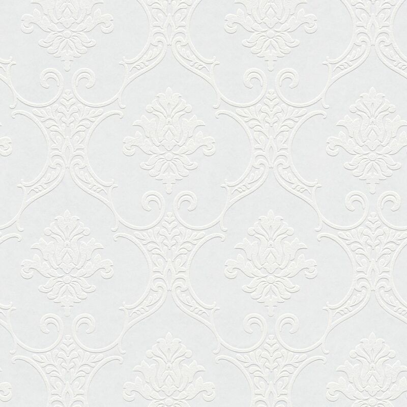 

Baroque wallcovering wall Profhome 354761 paintable non-woven wallpaper textured baroque style matt white 5.33 m2 (57 ft2)