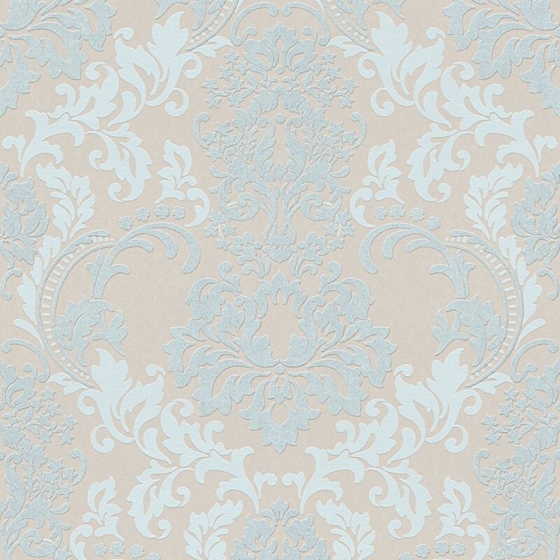 Baroque wallcovering wall Profhome 361662 non-woven wallpaper textured baroque style glittering blue beige 5.33 m2 (57 ft2) - blue