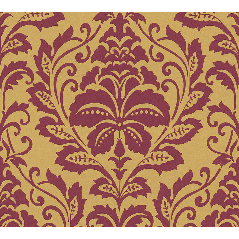 Profhome - Baroque wallcovering wall 369103 non-woven wallpaper smooth with ornaments shiny gold red 5.33 m2 (57 ft2)