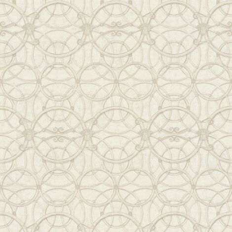 Baroque wallcovering wall Profhome 370493 non-woven wallpaper smooth baroque style shiny cream gold white 7.035 m2 (75 ft2)
