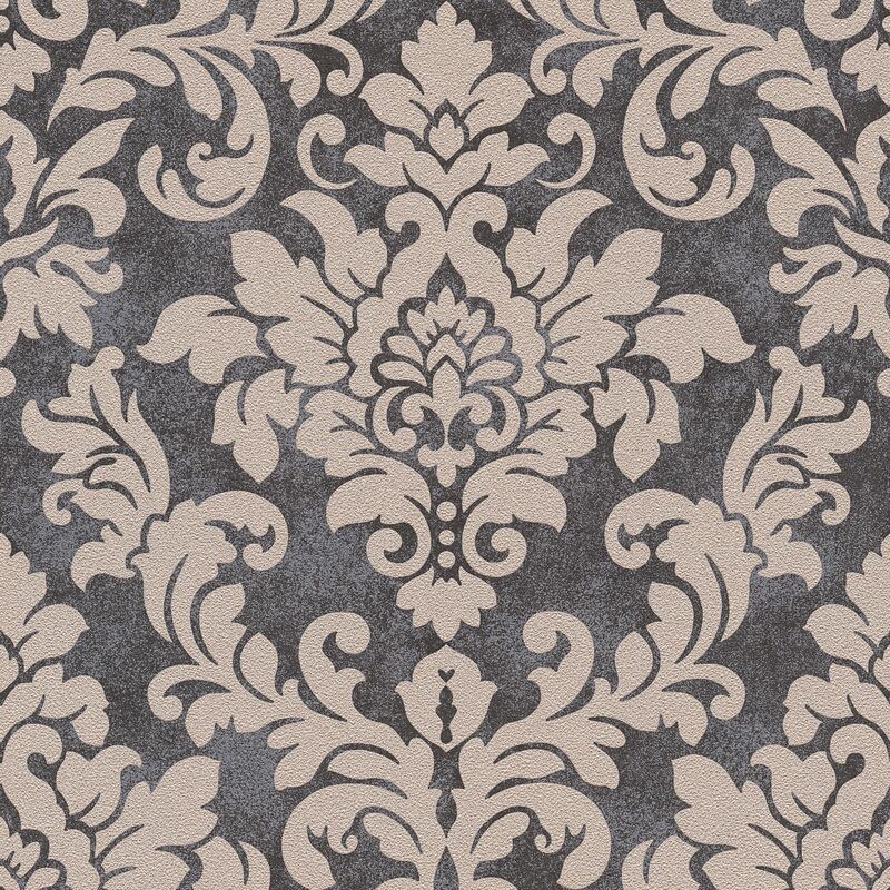 

Baroque wallcovering wall Profhome 372704 non-woven wallpaper slightly textured baroque style shiny black silver beige 5.33 m2 (57 ft2)