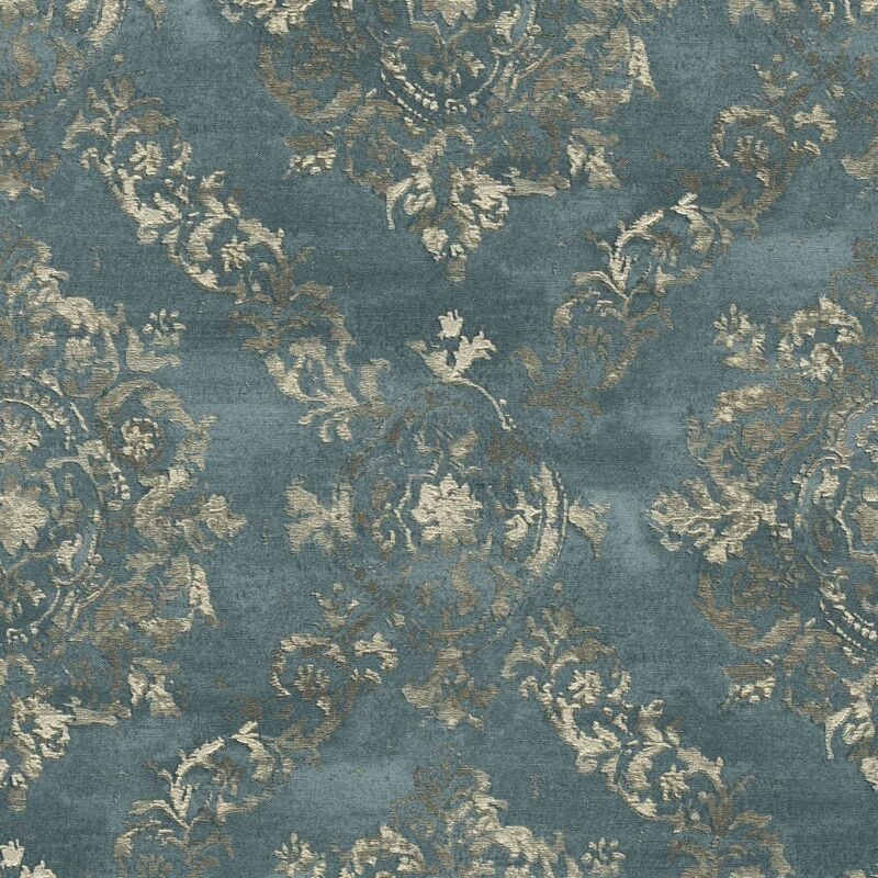 Baroque wallcovering wall Profhome 387073 hot embossed non-woven wallpaper slightly textured baroque style shiny turquoise gold teal 5.33 m2 (57 ft2)