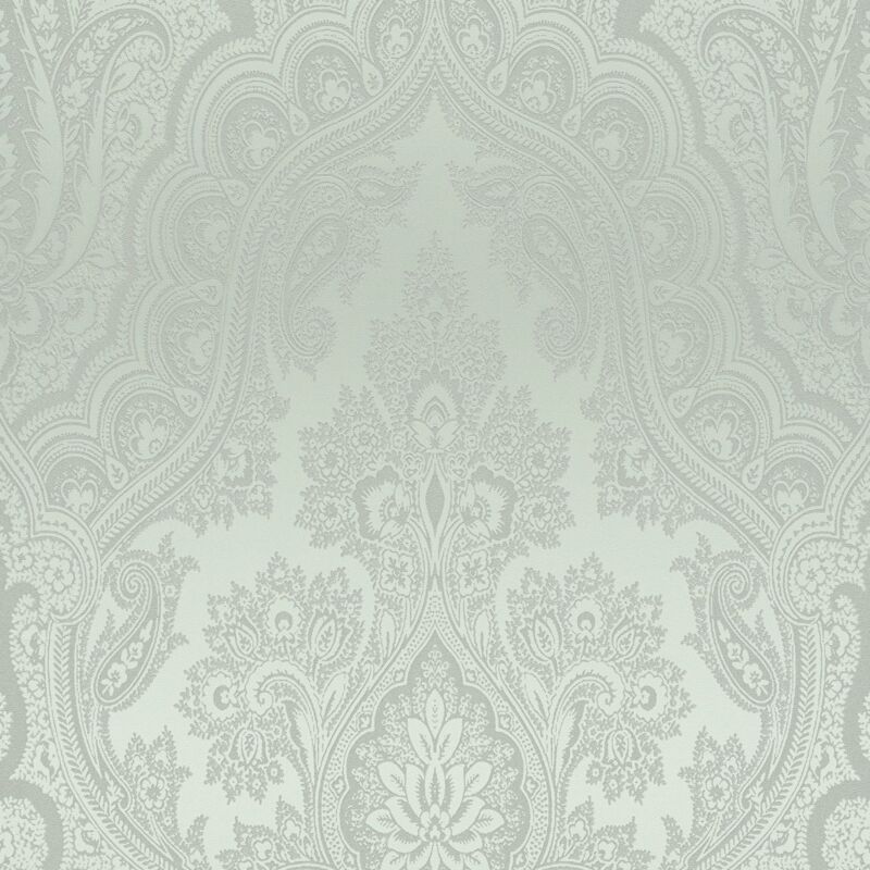 Baroque wallcovering wall Profhome 387081 hot embossed non-woven wallpaper smooth baroque style glittering green silver mint green 5.33 m2 (57 ft2)