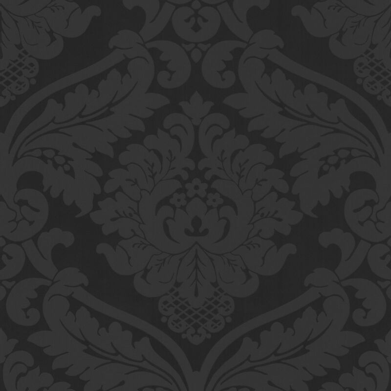 Profhome - Baroque wallcovering wall 552631 textured wallpaper slightly textured baroque style matt black 5.33 m2 (57 ft2)