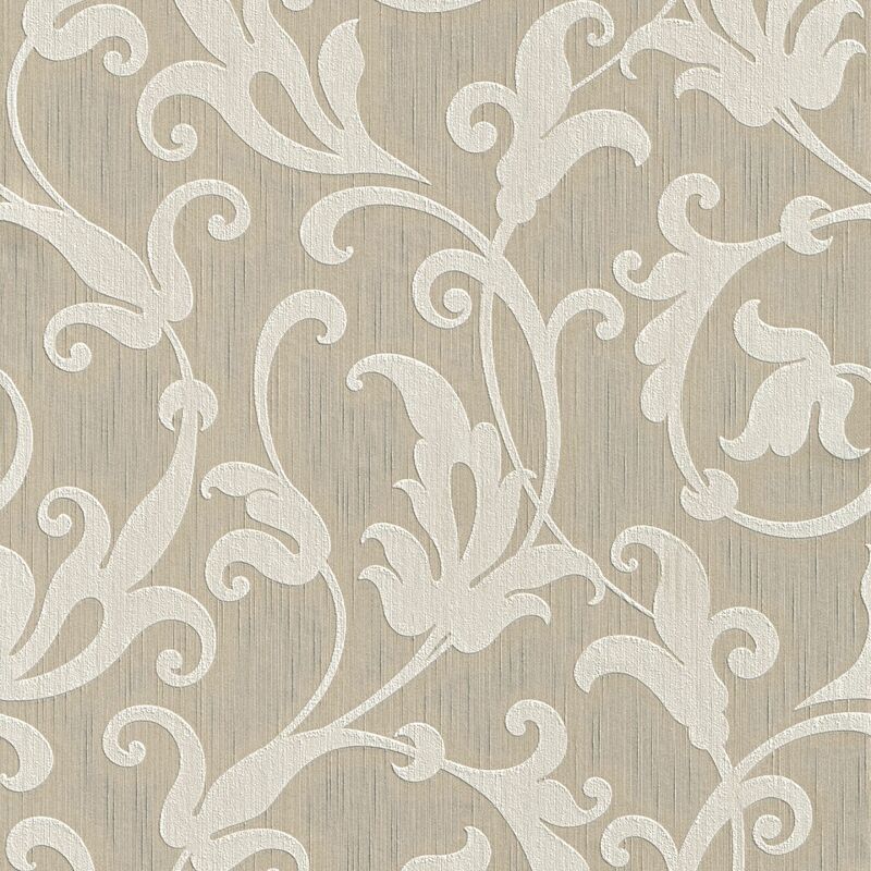 

Baroque wallcovering wall 954901 textile wallpaper textured baroque style matt beige silver 5.33 m2 (57 ft2) - Profhome