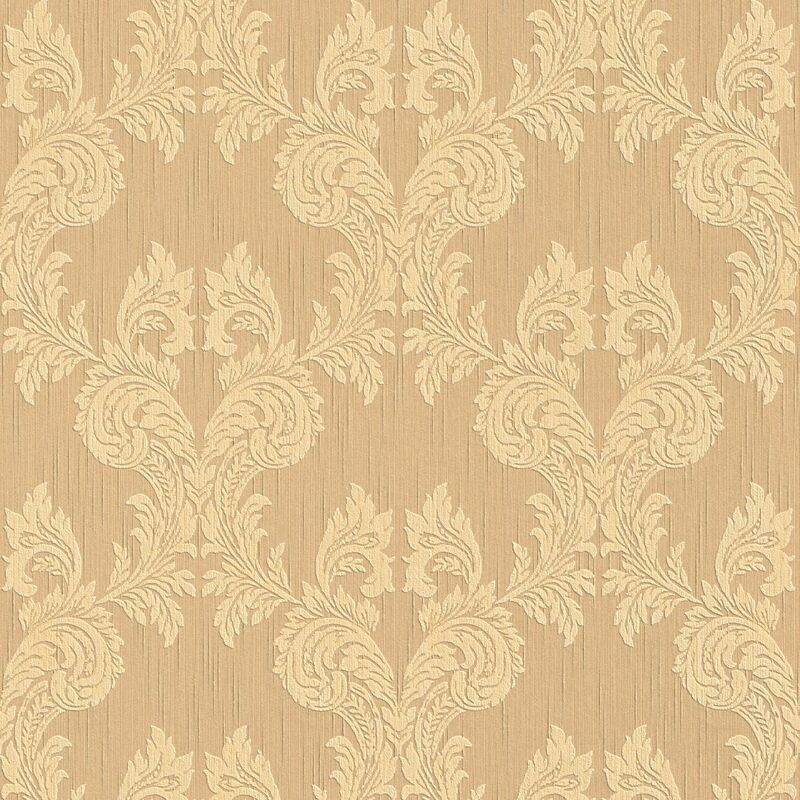 

Baroque wallcovering wall 956303 textile wallpaper textured baroque style matt orange beige 5.33 m2 (57 ft2) - Profhome