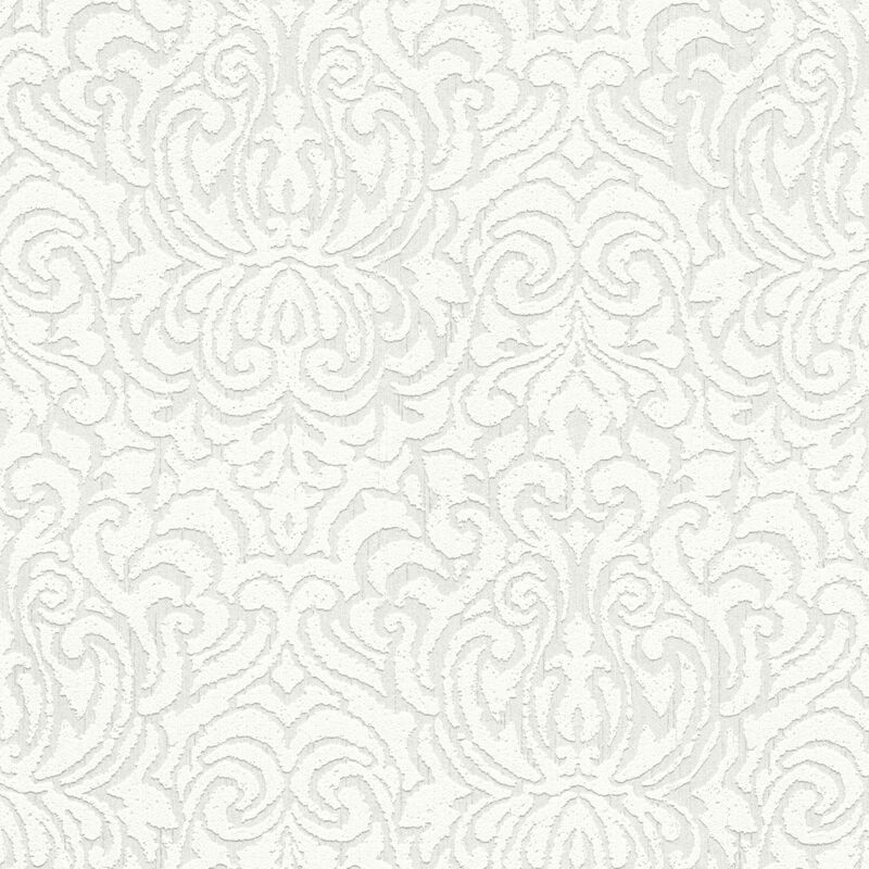 

Baroque wallcovering wall 961932 textile wallpaper textured baroque style matt white 5.33 m2 (57 ft2) - Profhome