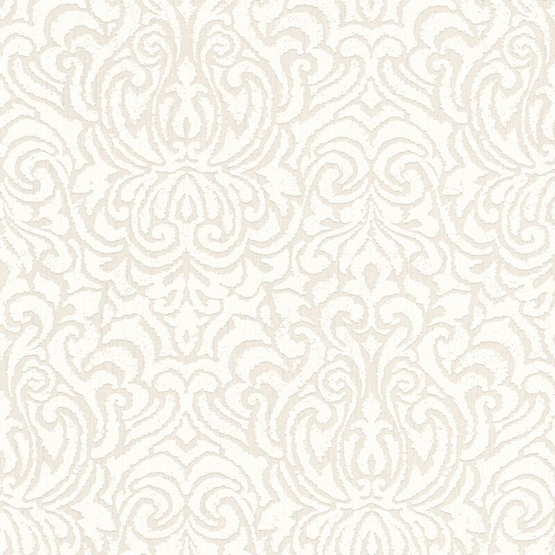 Profhome - Baroque wallcovering wall 961935 textile wallpaper textured baroque style matt cream white 5.33 m2 (57 ft2)