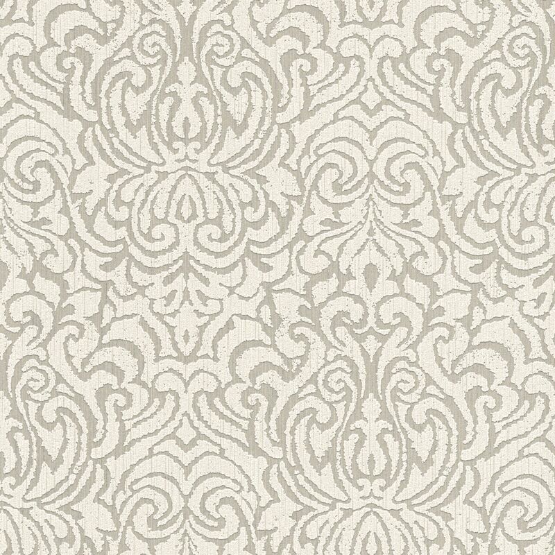 

Baroque wallcovering wall 961933 textile wallpaper textured baroque style matt beige chrome green 5.33 m2 (57 ft2) - Profhome