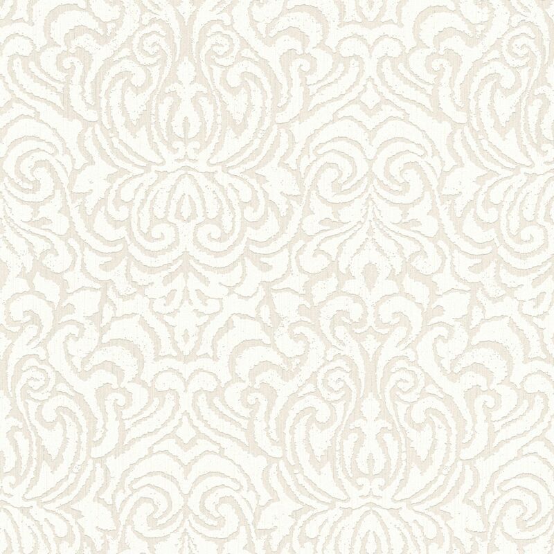 

Baroque wallcovering wall 961935 textile wallpaper textured baroque style matt cream white 5.33 m2 (57 ft2) - Profhome