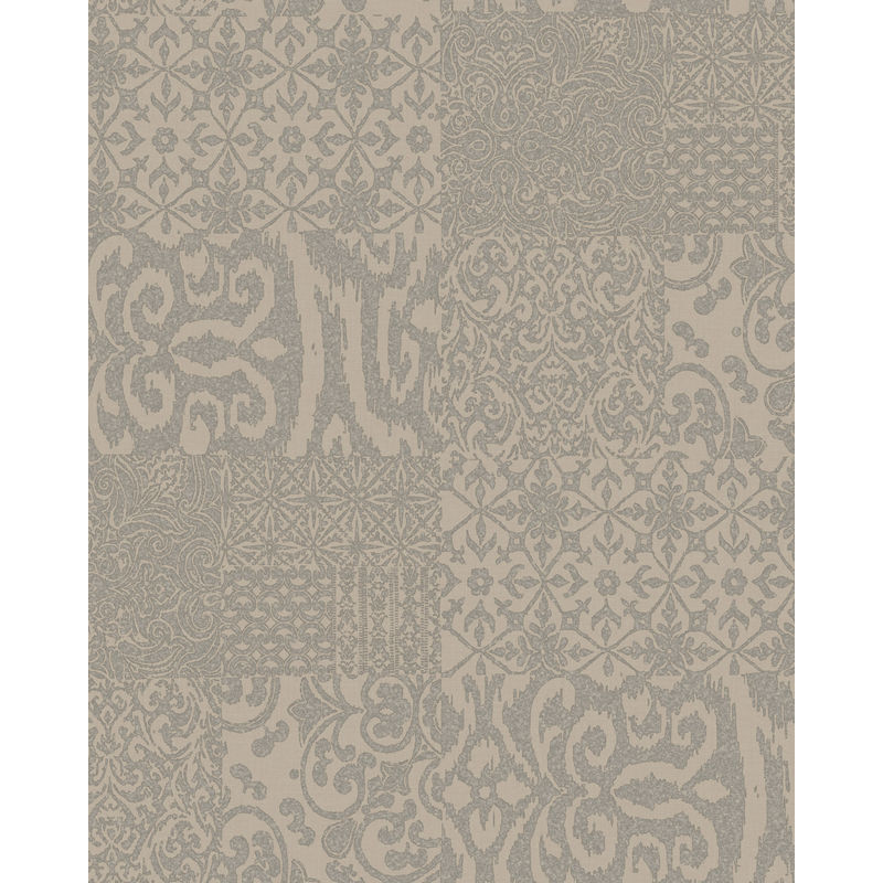 Profhome - Baroque wallcovering wall VD219148-DI hot embossed non-woven wallpaper embossed collage style shiny beige taupe 5.33 m2 (57 ft2)