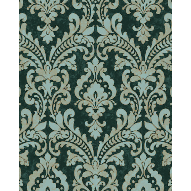 Baroque wallcovering wall Profhome VD219174-DI hot embossed non-woven wallpaper embossed with ornaments shimmering green pastel turquoise ivory 5.33