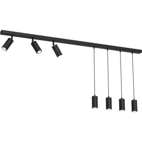 Barra 150cm nera opaca 7 spot GU10 metallo Luminex