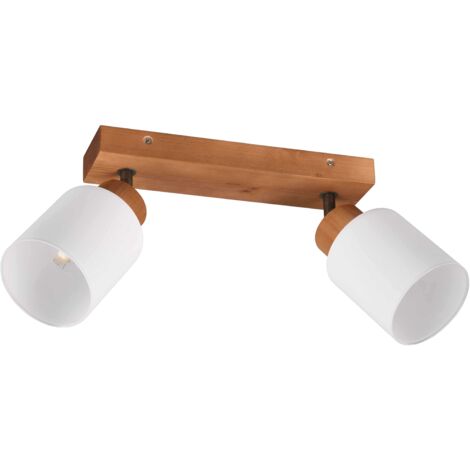 Barra 2 luci, legno e vetri bianchi, L 30 cm, Assam