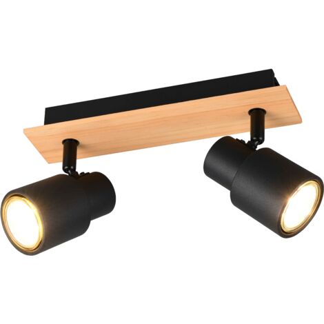 Barra 2 luci, metallo e legno, nero, L 31 cm, Pierre