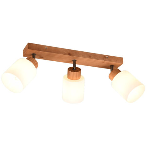 Barra 3 luci, legno e vetri bianchi, L 45 cm, Assam