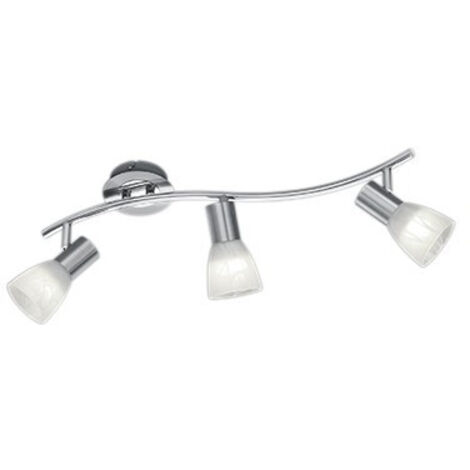 Barra 3 Spot Luci Faretti GU10 3W Orientabili Acciaio Vetro Levisto GD Trio