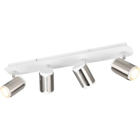 Barra 4 luci, metallo, bianco e nichel opaco, L 60 cm, Gillan