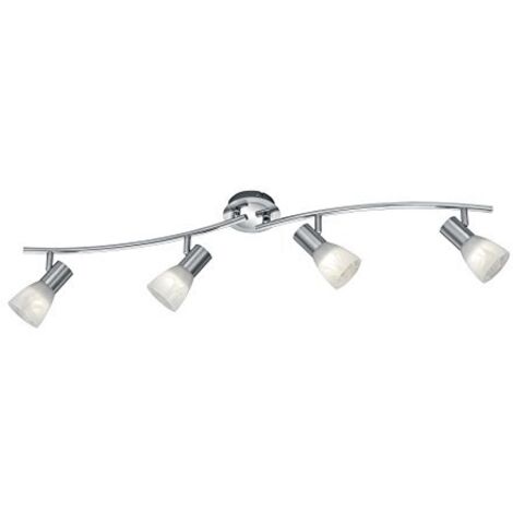 Barra 4 Spot Luci Faretti GU10 3W Orientabili Acciaio Vetro Levisto GD Trio